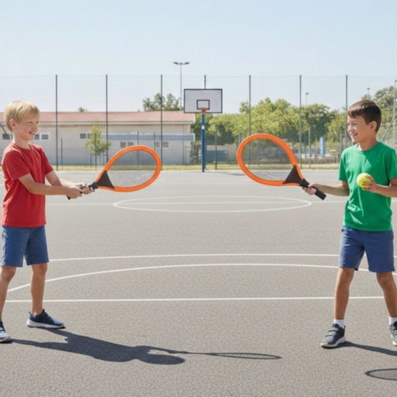 WOOPIE didelės teniso badmintono raketės vaikams rinkinys + plunksnalys
