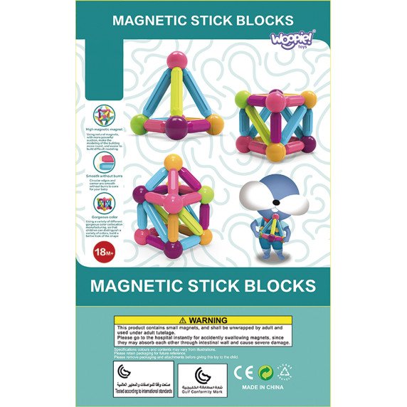 WOOPIE Magnetiniai Konstruktoriai Mokomieji Dideli Stiprūs 38 vnt.