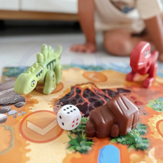 WOOPIE 2-in-1 Statybos rinkinys Dinosaurų stalo žaidimas + 46 kauliukai