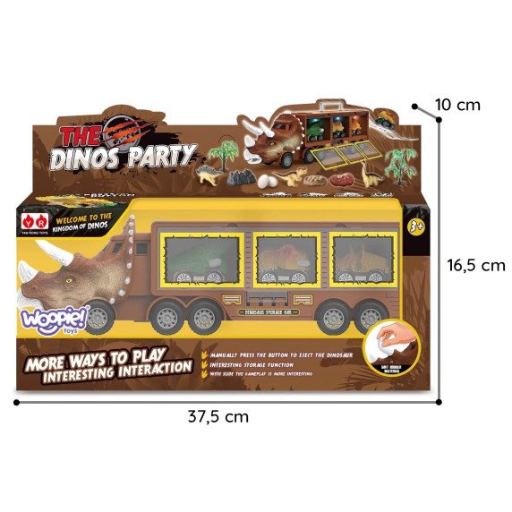 WOOPIE Dinozaurų sunkvežimis su paleidėju ir automobiliais 15 vnt.