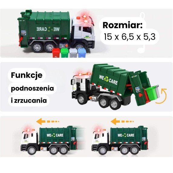 WOOPIE šiukšlių sunkvežimis Šiukšlių atskyrimas - 1:10 mastelis