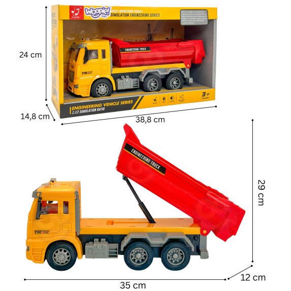 WOOPIE 1:12 Mastelio Statybinis Dėlių Gervės Automobilis su Šviesos ir Garso Efektais