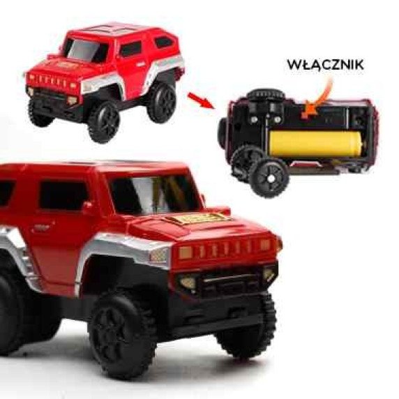 WOOPIE Elektrinis Traukinių Lenktynių Kelio Takelis 2in1 Traukinių Viadukas Automobilis XXL 192 vnt.