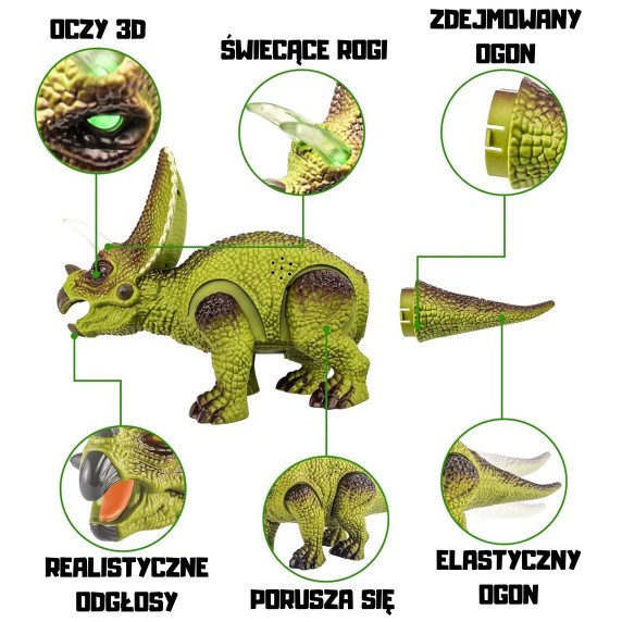 WOOPIE Nuotoliniu būdu valdomas RC dinozauras robotas Triceratops