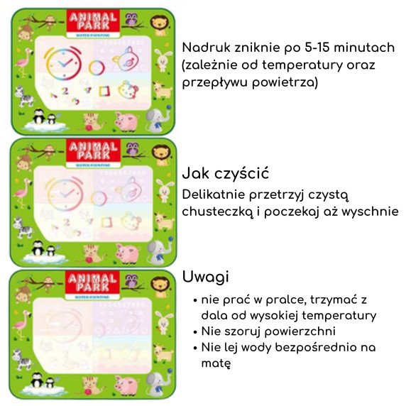 WOOPIE 2-in-1 vandens tapybos kilimas XXL Dvigubos puses Gyvūnai