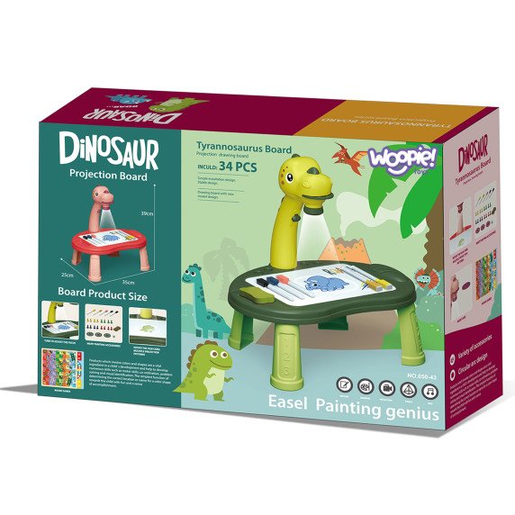 WOOPIE Paveikslėlių lenta Dinozaurų projektorius 24 šablonai + 2 žaidimai