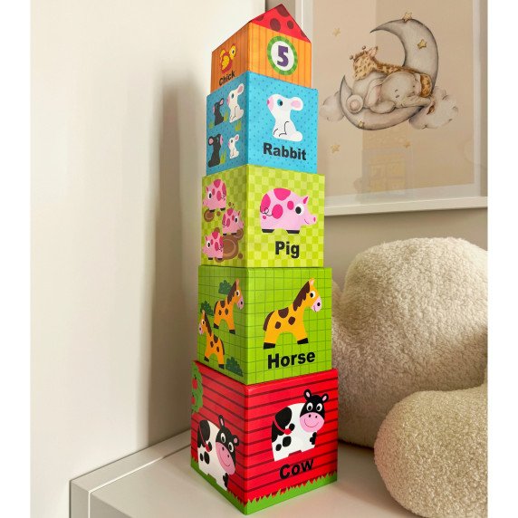WOOPIE GREEN Ūkininkavimo dėžės kubas puzzle + figūrėlės 10 vnt.