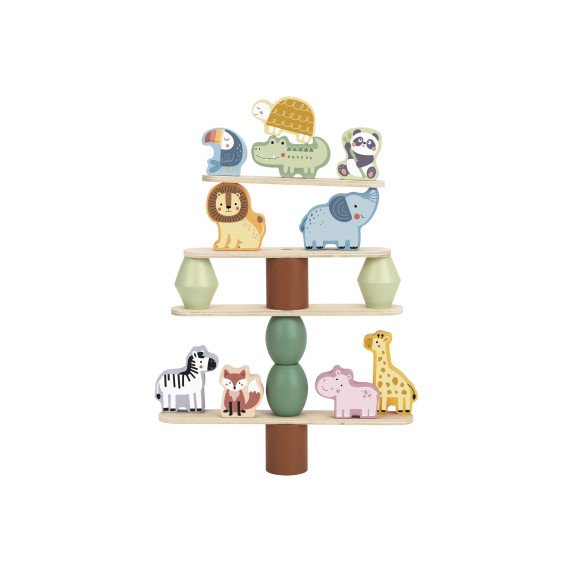 WOOPIE GREEN Balansuojantys mediniai gyvūnai stambinami puzzle FSC