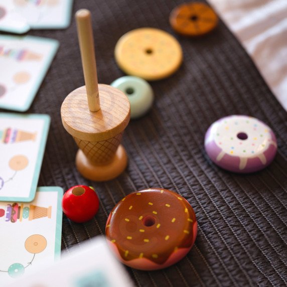 WOOPIE GREEN Medinis ledų kremo Montessori galvosūkis Iš gamyklų 12 dalių FSC