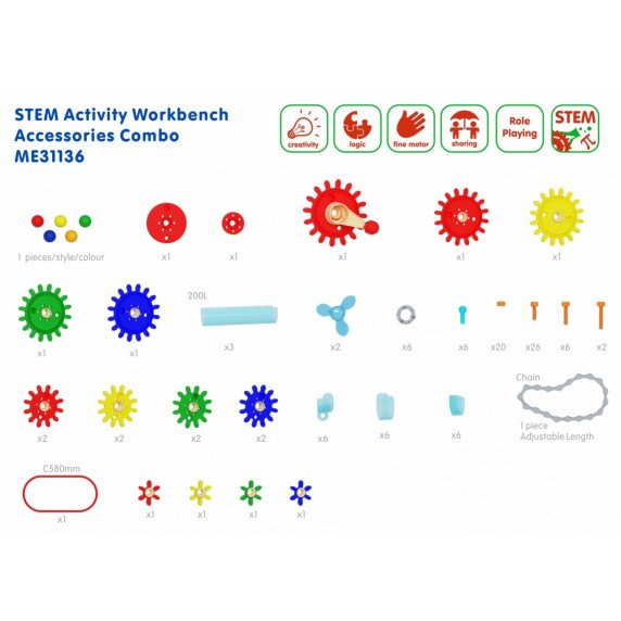 MASTERKIDZ Medinis dirbtuvių rinkinys XXL Montessori STEM su įrankiais + priedais