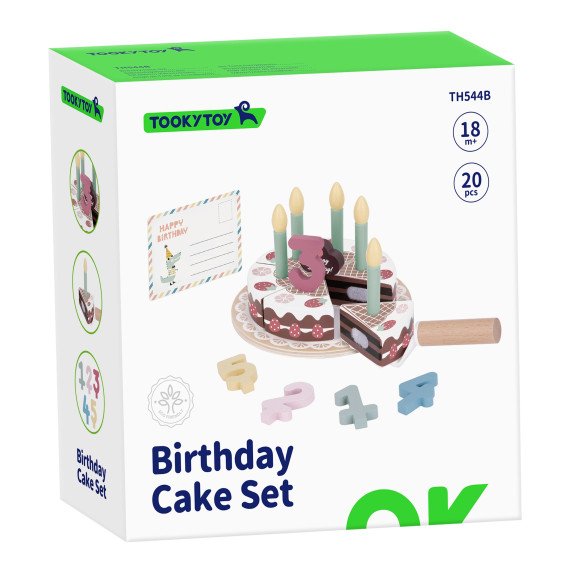 TOOKY TOY Medinis gimtadienio tortas su ropių žvakutėmis