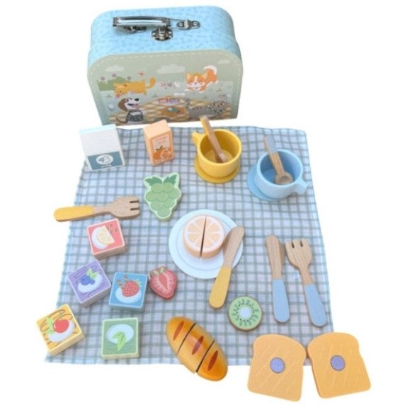 TOOKY TOY Pikniko rinkinys maisto pjaustytuvu su velkru Pusryčių rinkinys