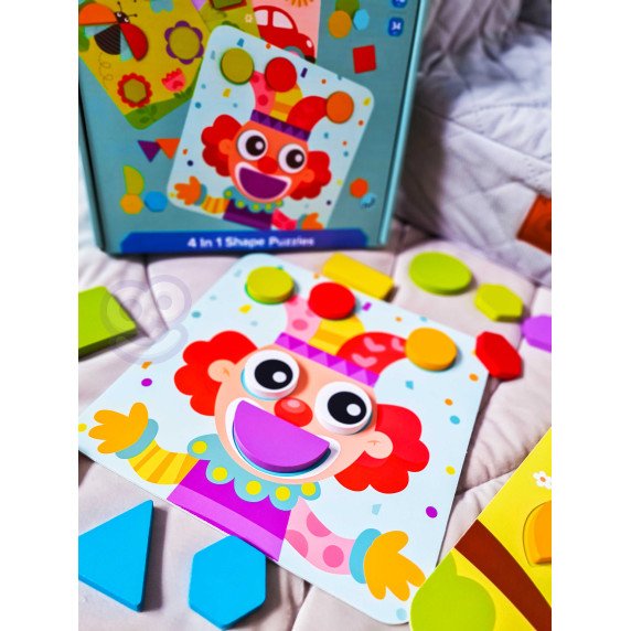 TOOKY TOY 4 in 1 Puzzle Montessori Blokų galvosūkiai