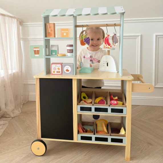 TOOKY TOY Produktų parduotuvės stalas Iš medžio Orkaitė Svarstyklių Kortelių skaitytuvas