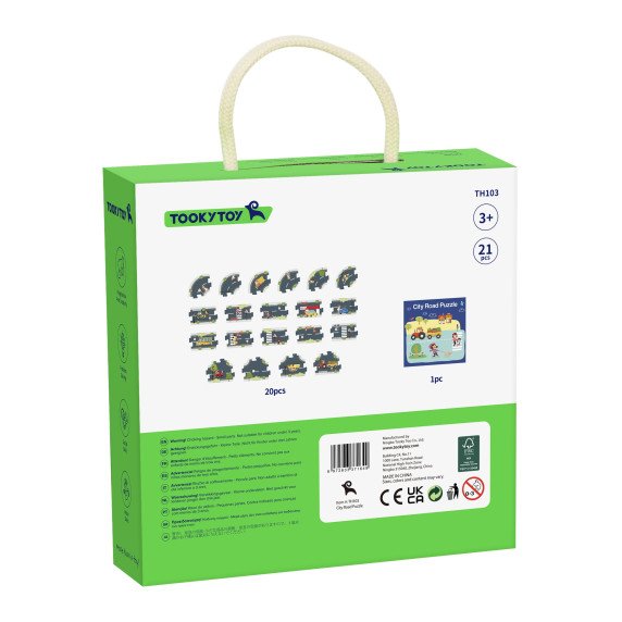 TOOKY TOY Kelionės galvosūkis vaikams Kelio modelis 21 dalis FSC Sertifikatas