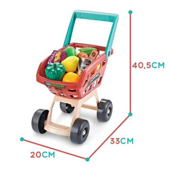 WOOPIE supermaketas su parduotuvės vežimėliu, svarstyklėmis, pinigų registratūra, skeneriu bei 48 reikmenys.