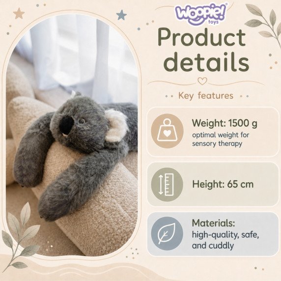 WOOPIE Koala anti-streso jutiklinis svorinis žaislas 65 cm 1500 g