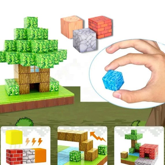 WOOPIE Magnetiniai Konstrukciniai Blokai Blokų Pasaulis 108 vnt.