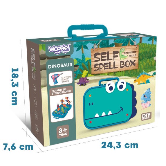 WOOPIE DIY rinkinys Dinozaurų blokai su varžtais
