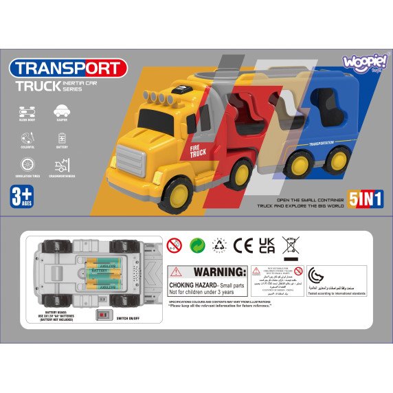 WOOPIE kelio vilkikas su 5 automobilių rinkinys - Gaisrinė.