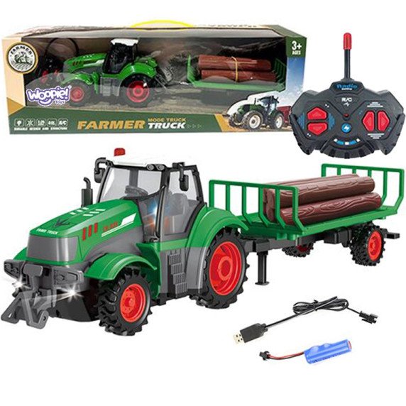 WOOPIE RC Traktorius su priekaba - mastelis 1:24