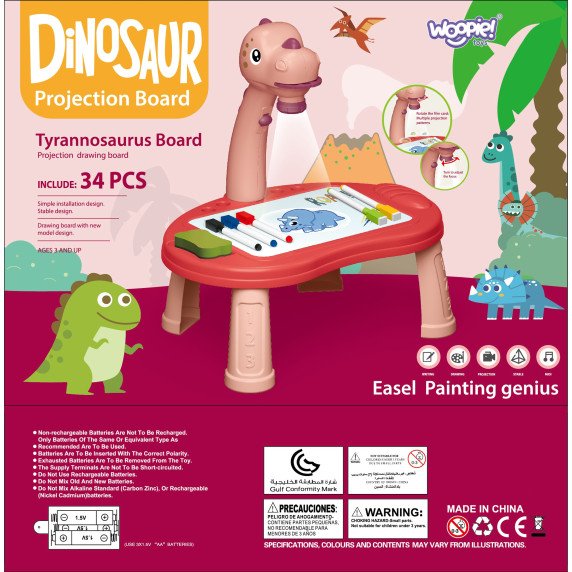 WOOPIE Paveikslėlių lenta Dinozaurų projektorius 24 šablonai + 2 žaidimai