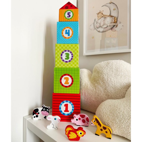 WOOPIE GREEN Ūkininkavimo dėžės kubas puzzle + figūrėlės 10 vnt.