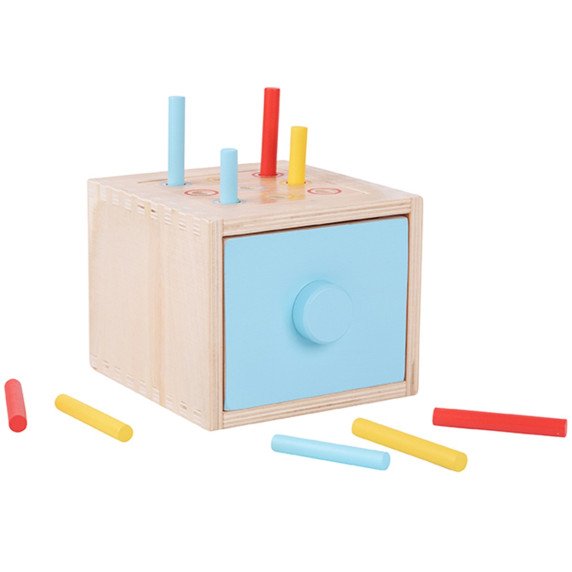 WOOPIE GREEN Medinis mokomasis stalčius 4-in-1 Montessori rūšiavimo morkų žaidimas FSC