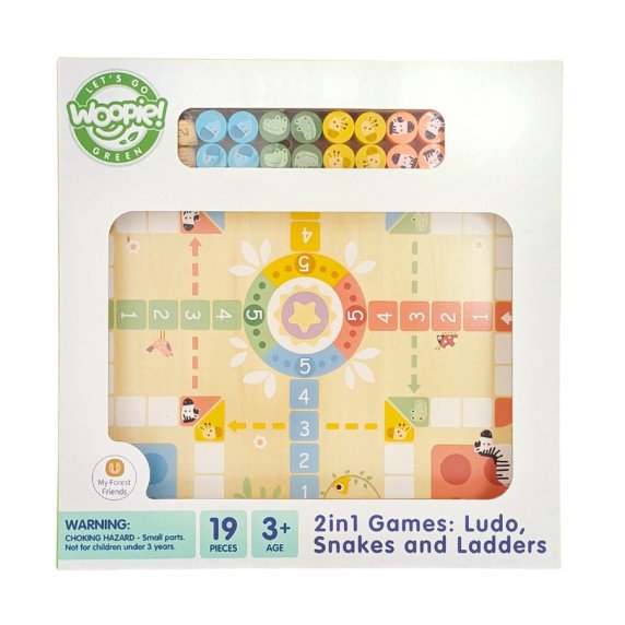 WOOPIE GREEN Logikos stalo žaidimai 2 viename Ludo + Žmės ir Laiptai