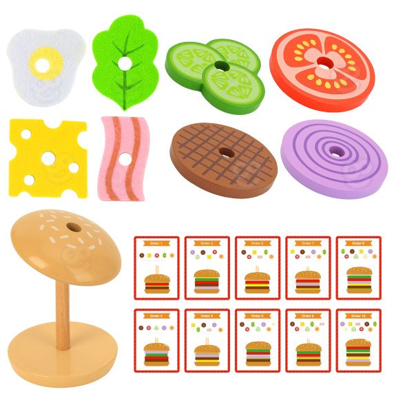 WOOPIE GREEN Medinis Burgerių Restorano Puzzle Vaikams 15 Dalys FSC Sertifikuotas