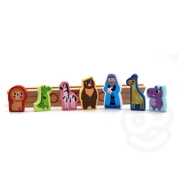 TOOKY TOY Medinis galvosūkis vaikams Nojus ir gyvūnai