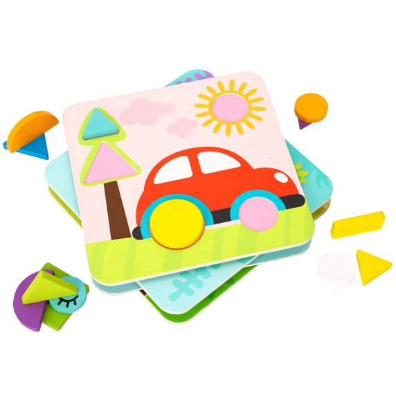 TOOKY TOY 4 in 1 Puzzle Montessori Blokų galvosūkiai