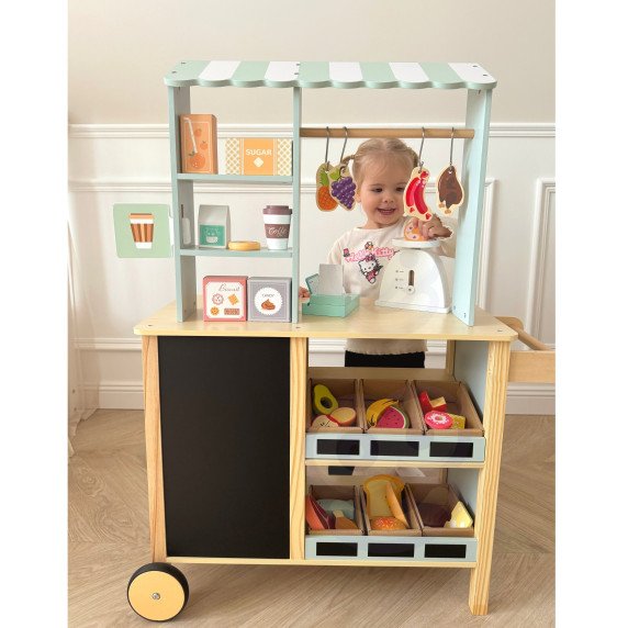 TOOKY TOY Produktų parduotuvės stalas Iš medžio Orkaitė Svarstyklių Kortelių skaitytuvas