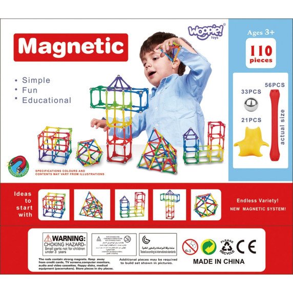 WOOPIE Magnetinės Konstrukcijos Blokai Kūrybinis Galvosūkis 110 vnt.
