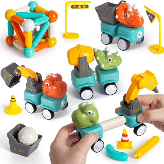 WOOPIE Magnetiniai konstruktoriai Dinozaurai 84 vnt.
