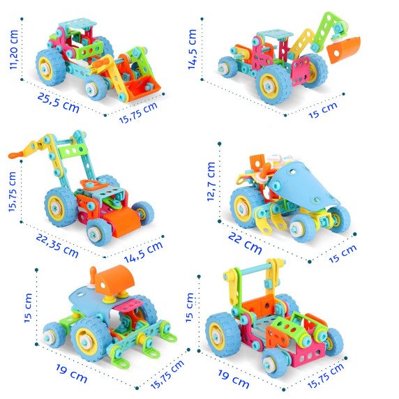WOOPIE 6-in-1 STEM Transporto Konstruktorius su Kūno Dalimis