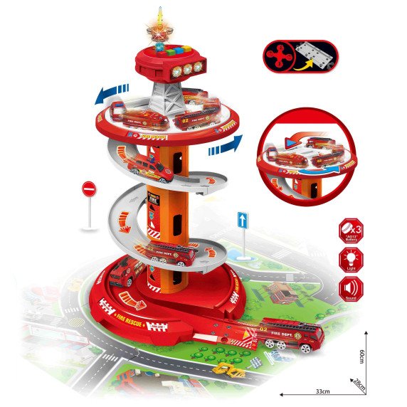 WOOPIE Spiral Track Car Garage 3 vnt.