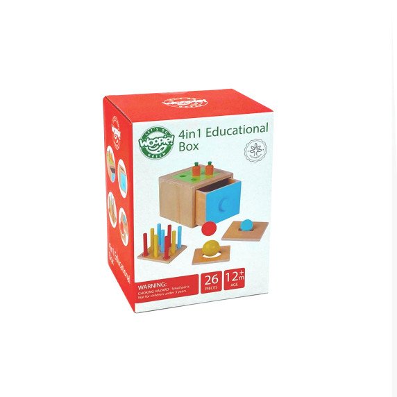 WOOPIE GREEN Medinis mokomasis stalčius 4-in-1 Montessori rūšiavimo morkų žaidimas FSC