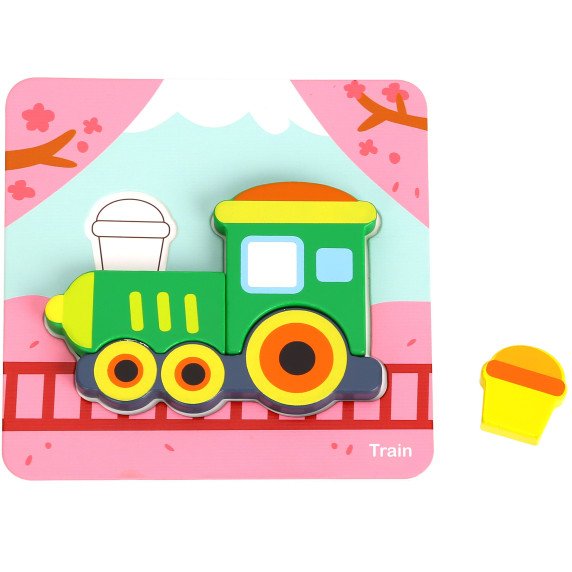 WOOPIE GREEN Mediniai puzzle transporto priemonės Montessori FSC