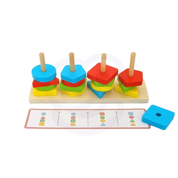 WOOPIE GREEN Montessori galvosūkių piramidės gyvūnai 27 vnt FSC