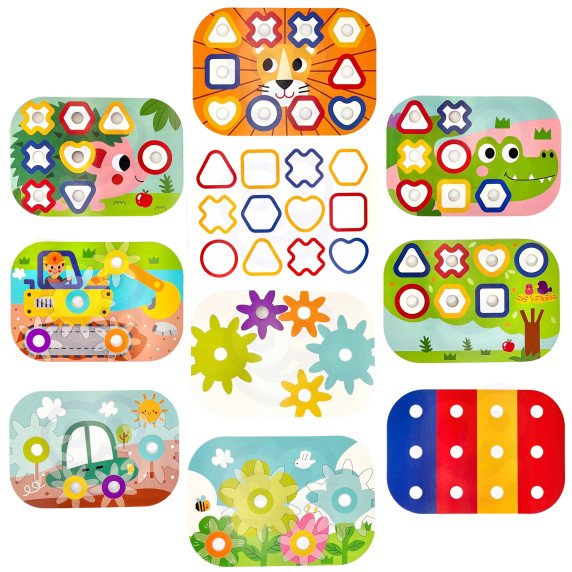 WOOPIE GREEN Montessori 12-in-1 variklio konstrukcijos dėžė FSC
