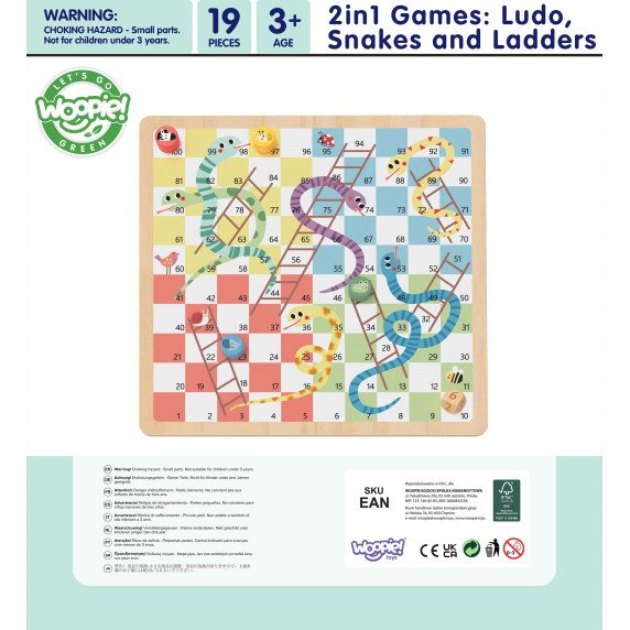 WOOPIE GREEN Logikos stalo žaidimai 2 viename Ludo + Žmės ir Laiptai