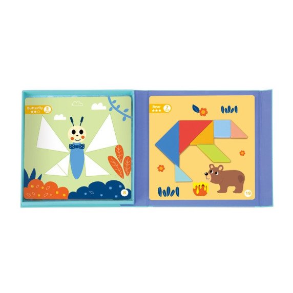 TOOKY TOY Tangram galvosūkis vaikams, mokantis figūrų formų formų 18 vnt.