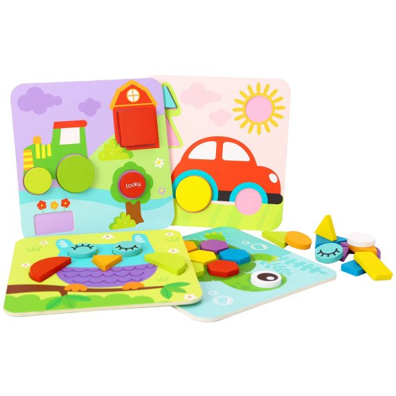 TOOKY TOY 4 in 1 Puzzle Montessori Blokų galvosūkiai