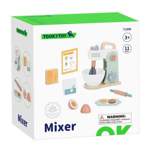 TOOKY TOY Medinis Maišytuvas Pastelinis Priedų Rinkinys