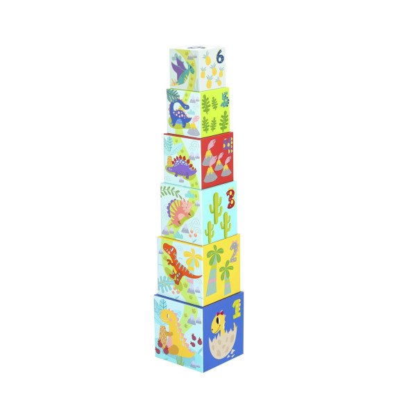 TOOKY TOY Mediniai blokai švietimo galvosūkis + 6 žaidimo figūros 12 vnt.