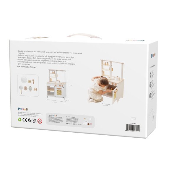 VIGA PolarB medinis virtuves 2-in-1 parduotuve, baltos virtuvės priedai stalas