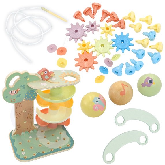 WOOPIE GREEN Montessori 4-in-1 kamuolių trasa veikla medis FSC