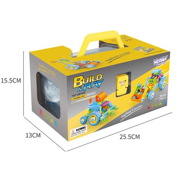 WOOPIE 6-in-1 STEM Transporto Konstruktorius su Kūno Dalimis