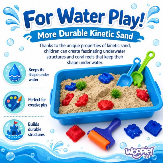 WOOPIE Kinetic Sand Magic vandeniui 18 dalų rinkinys su dėžute